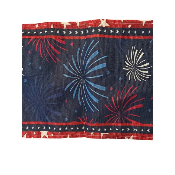 EUC 4th of July Table Runner 62" x 13" Red/White/Blue Fireworks Used Once - Picture 2 of 2